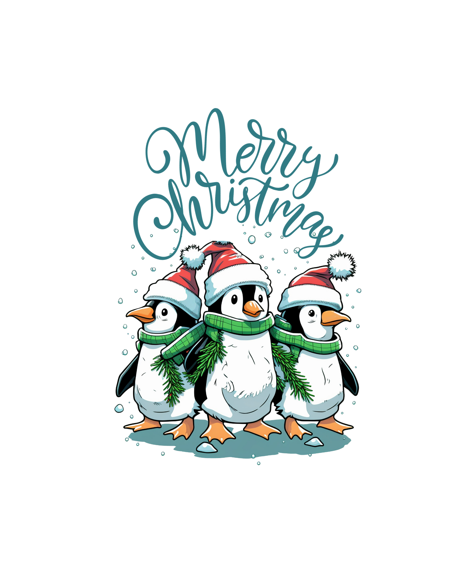 direct to film transfer of penguin christmas