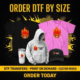 Order Custom DTF Transfers by Size – Bulk Discounts No Minimums