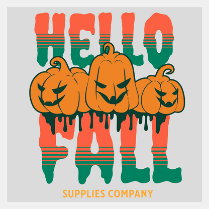 direct to film transfer hello fall pumpkin design